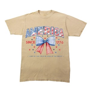 America Since 1776 Bow Adult Sand Crew Neck Short Sleeve T-shirt - 1 of 3