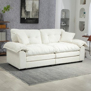 SKRAN 84" Loveseat Sofa, Chenille Wide Sofa Couch with Deep Seat, 2 Throw Pillows & Foam Cushions, Suitable for Living Room, Apartment - 1 of 4