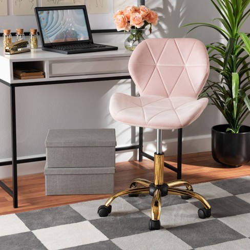 Baxton Studio Savara Contemporary Glam And Luxe Blush Pink Velvet Fabric And Gold Metal Swivel Office Chair Target