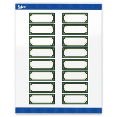 Avery Labels, 1" x 2-5/8", Gold-Green Border, Glossy, 160ct