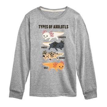 Boys' Types Of Axolotls Long Sleeve Graphic T-Shirt - Heather Gray