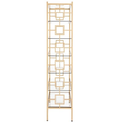 Brooklyn Gold Quatrefoil 7-Tier Glass Etagere Bookcase