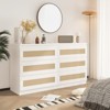 Rattan Dresser for Bedroom, Wood Storage Dresser with 6 Drawers, Modern Wide Dressers & Chest of Drawers with Anti-Tip Kit - 2 of 4