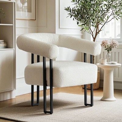 Velvet Accent Chair for Bedroom,Modern Barrel Armchair with Upholstered Velvet Backrest,Comfy Lounge Seating for Living Room-Maison Boucle