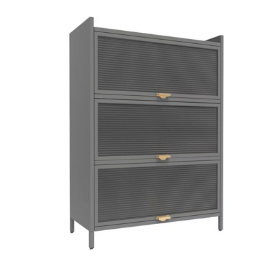 NicBex 31.5 Inch Freestanding Shoe Cabinet with 3 Flip Drawers,Storage Cabinets for Kitchen,Living Room and Entryway,Gray