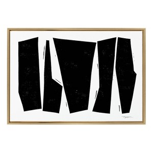 Kate and Laurel Sylvie Colliding Shapes Framed Canvas by Statement Goods, 23x33, Bright Gold - 1 of 4