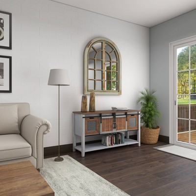 Gray and Brown Weathered Nautical Windowpane Wall Mirror