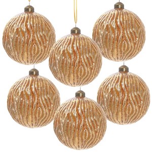 NAYSAYE Party Decoration and Accessories Set of 6 Glass Christmas Ball Ornament for Holiday Celebration, Gold, 3.9"*3.9"*0.09" - 1 of 4