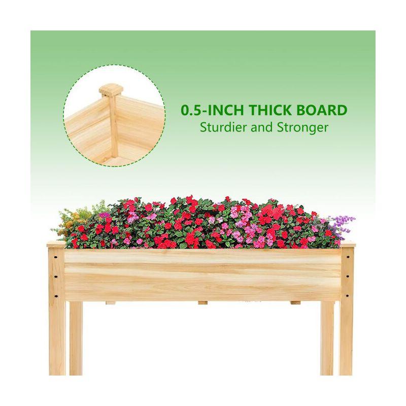 SUGIFT Raised Garden Beds for Outdoor Plants Wood Planter Box for Backyard, Patio - Natural, 4 of 7