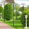 Costway 8ft\10ft String Light Poles 2 Pack Outdoor Metal Poles w/Top Arc Hook & 5-Prong Base - image 3 of 4