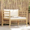 vidaXL Patio Lounge Set Outdoor Sectional Sofa with Cushions Tea Table Bamboo - White Armchair - 2 of 4