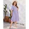 Coolmee Women's Plus Size Midi Dress Casual Floral V Neck Short Sleeve Pleated Flowy Sundress - 3 of 4