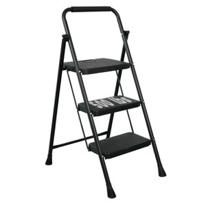Itopfox 3 Step Steel Folding Ladder with Anti-Slip Pedals, Heavy Duty Portable Stool for Home, Garage, Workplace, Sturdy 500lbs Capacity - 1 of 4