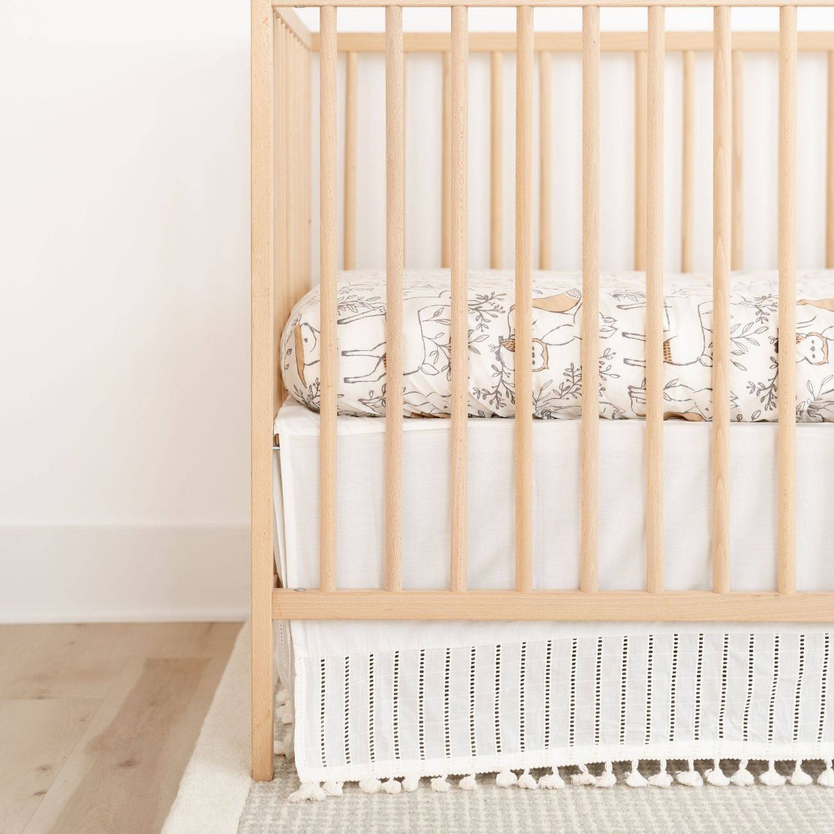 Crane Baby Cotton Tassel Boho Crib Skirt - Off-White - thumbnail 7