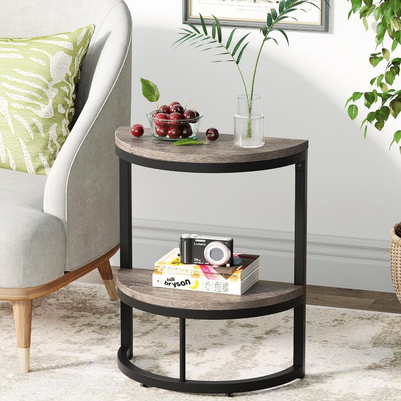 Tribesigns 2-Tier Semi Circle End Accent Table, 2 of 8