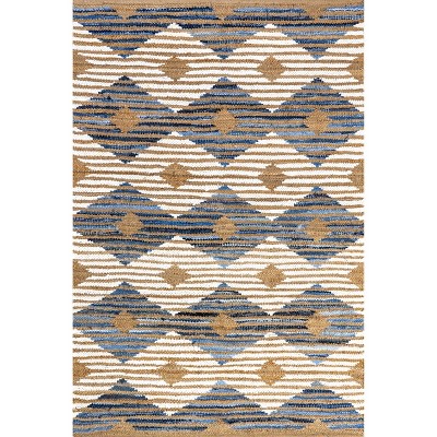 Nuloom Hand Braided Marla Denim And Jute Diamonds Indoor Area Rug