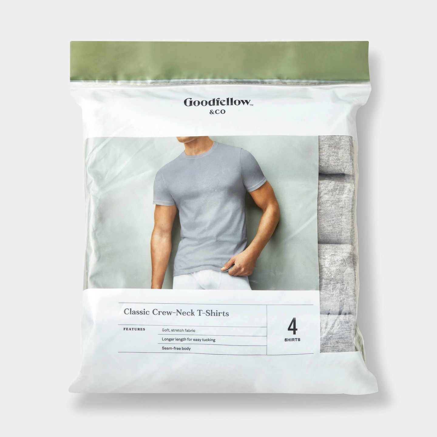 Мужская футболка Goodfellow & Co Short Sleeve Crew Neck, цвет: Серый — фото 2