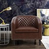 CAVINAS Barrel Accent Chair with PU Leather Upholstery, Curved Back, Foam Padding and Tapered Legs, for Living Room, Bedroom, Waiting Room - 2 of 4