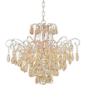 Vienna Full Spectrum Mellie Champagne Gold Chandelier 24" Wide French Crystal 6-Light Fixture for Dining Room House Kitchen Island Entryway Bedroom