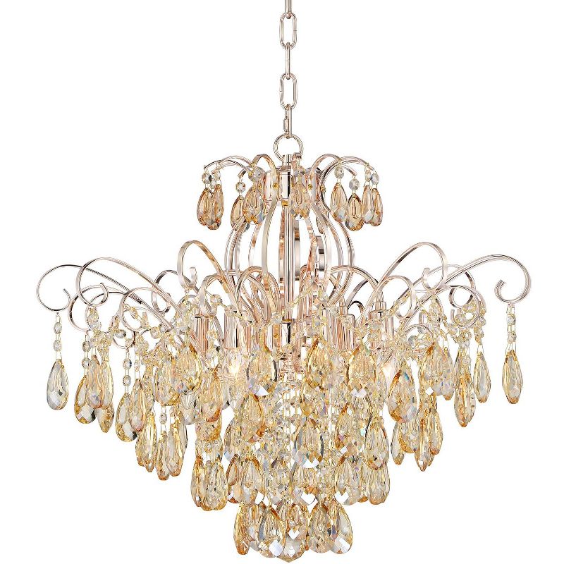 Vienna Full Spectrum Mellie Champagne Gold Chandelier 24" Wide French Crystal 6-Light Fixture for Dining Room House Kitchen Island Entryway Bedroom, 1 of 10