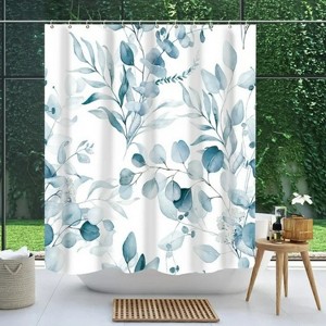 LunaLulinlk Blue Eucalyptus Fabric Shower Curtain - 1 of 4