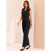 INSPIRE CHIC Women's Casual Sleeveless Shawl Collar Office Belted Cropped Jumpsuit - 2 of 4