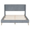 Queen Size Corduroy Upholstered Platform Bed with Tufted Headboard and Metal Legs, No Box Spring Needed - 3 of 4
