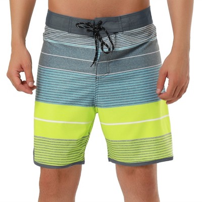 INSPIRE CHIC Men's Summer Beach Casual Color Block Striped Drawstring Board Shorts