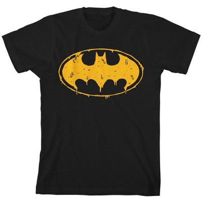 Batman Melting Bat Signal Youth Black Short Sleeve Crew Neck Tee : Target