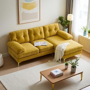82.6" Modern Velvet L-Shaped Sectional Sofa - 1 of 4