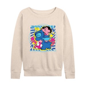 Women's - Disney - Lilo & Stitch Lightweight French Terry Wide Neck Long Sleeve Shirt - 1 of 4
