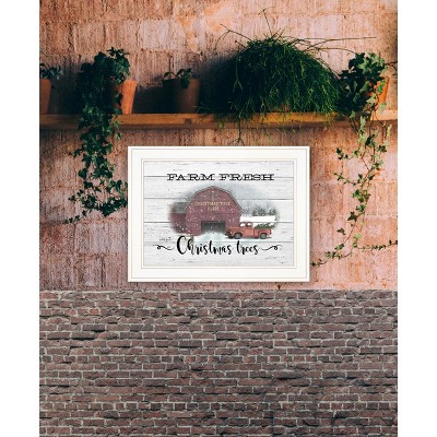 YOOCOZZ Christmas Trendy Decoration, Xmas Wall Decor, "Farm Fresh Christmas Trees" By Billy Jacobs, Ready to Hang Framed Print, Black or White Frame