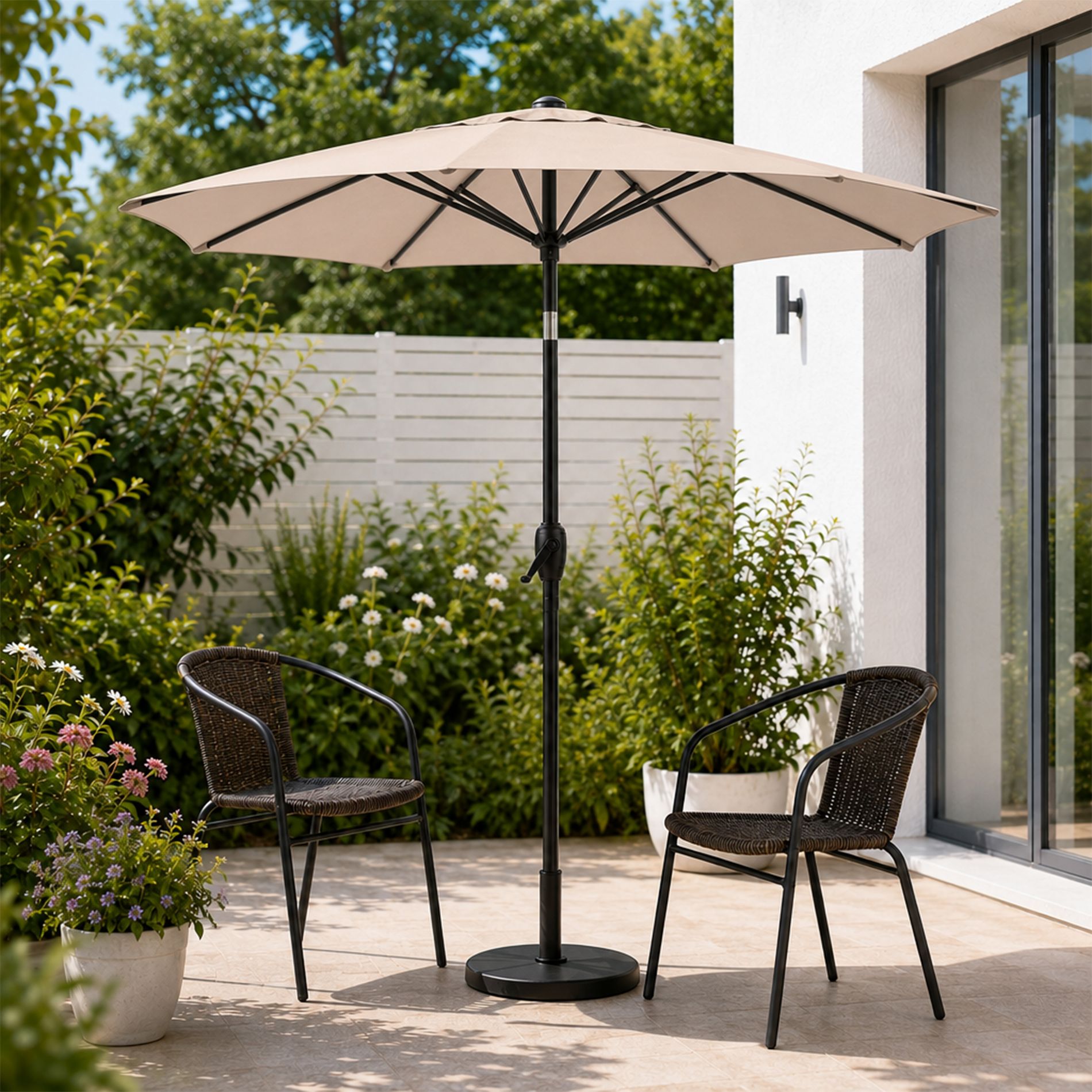 7.5 FT Patio Umbrella, Outdoor Market Yard Umbrella, Sun Shade Umbrella for Garden, Deck, Pool and Backyard, Not Include Umbrella Base
