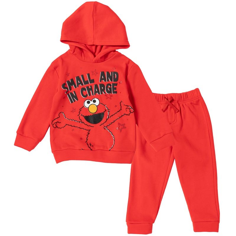 Sesame Street Elmo Cookie Monster Fleece Pullover Hoodie and Pants Outfit Set Toddler, 1 of 8