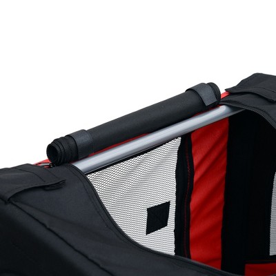 Red and Black Large Pet Bike Trailer with Mesh Screen