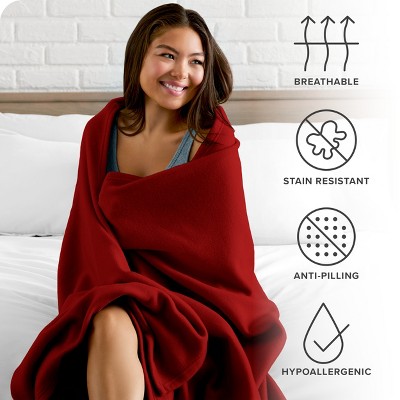 Full/Queen Red Fleece Reversible Blanket