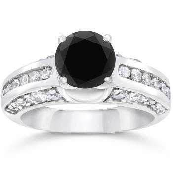 Pompeii3 3ct Treated Black & White Accent Diamond Engagement Ring 14K White Gold