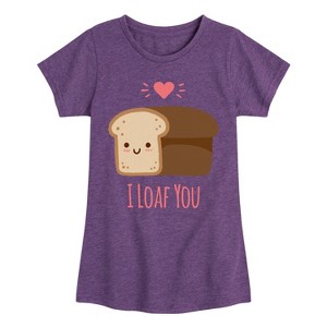Girls' - Instant Message - Valentine's Day I Loaf You Bread Fitted Short Sleeve Graphic T-Shirt - 1 of 4