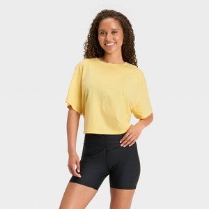 Women's Boxy Cropped Short Sleeve Top - JoyLab™ - 1 of 3