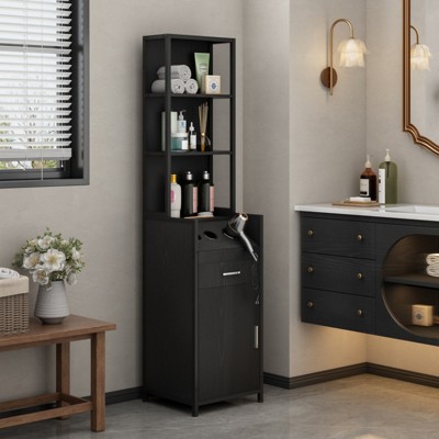 FURNIinspire Utility Storage Cabinets Stylist Workstation with Organized Drawers and Adjustable Coils for Salon Home, Black, 17.32"*15.75"*70.87"