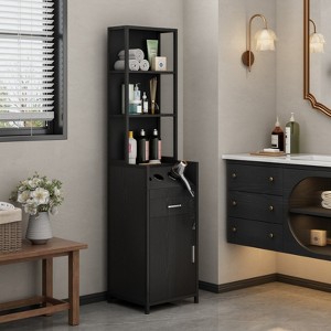 FURNIinspire Utility Storage Cabinets Stylist Workstation with Organized Drawers and Adjustable Coils for Salon Home, Black, 17.32"*15.75"*70.87" - 1 of 4