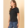 INSPIRE CHIC Women's Peter Pan Collar Keyhole Back Vintage Polka Dots Blouses - 4 of 4