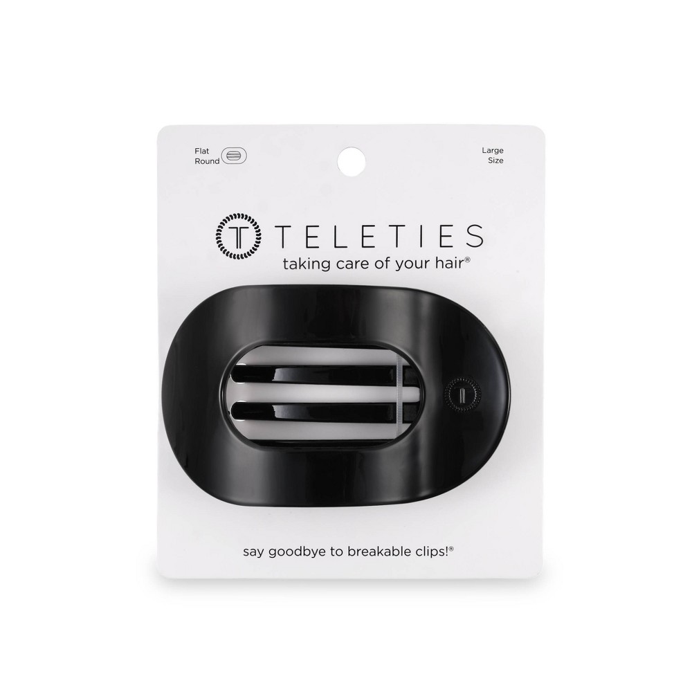TELETIES Large Flat Round Hair Clip - Jet Black: Nylon, Aluminum, All Hair Types, Hair Styling