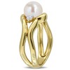 EVERLY JEWELRY | Yellow Plated Sterling Silver 1/5 CT TGW Created White Sapphire And 7 - 7.5 MM White Freshwater Cultured Pearl Fashion Ring - 2 of 4