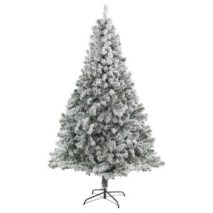 Nearly Natural 7-ft Flocked Rock Springs Spruce Artificial Christmas Tree with 800 Bendable Branches - 1 of 4