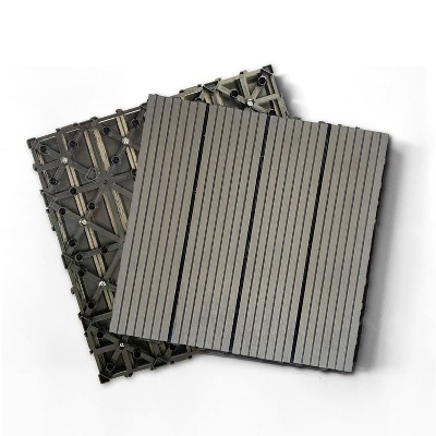 DOMETOUR Wood Plastic Composite Deck Tiles, 12x12in Dark Grey, Set of 20, Weatherproof, DIY, Indoor/Outdoor Use for Patios, Balconies, Rooftops, Decks