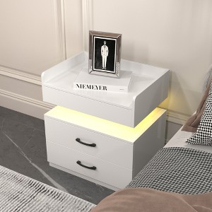 DOMETOUR 1 Set Nightstand with LED Light, 2 Drawers, Large Storage, for Bedside, Coffee Table, Sofa Side, End Table, or Study Desk - 1 of 4