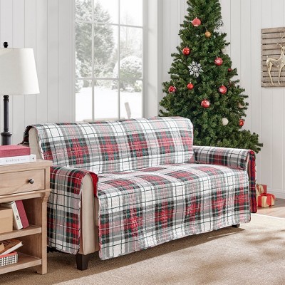 Spencer Plaid Red and Green Cotton Loveseat Cover