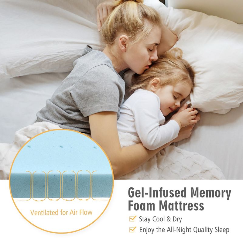 Costway 4''Gel-Infused Memory Foam Mattress Topper Ventilated Bed Pad, 4 of 9