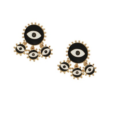 SOHI Women's Onyx Black The Malocchio Drop Earrings